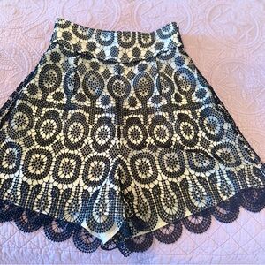 Zimmermann Black and Cream Lace Shorts